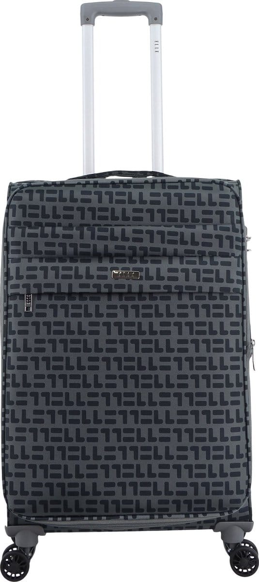 ELLE Couture Zachte Koffer / Trolley / Reiskoffer - 64 cm (Medium) - Grijs / Medium