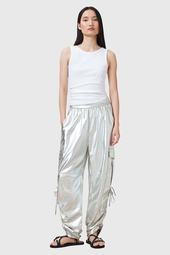 AllSaints Kaye Trouser Metallic Silver Taglia: M | Pantaloni cargo Outlet | Donna | Grigio