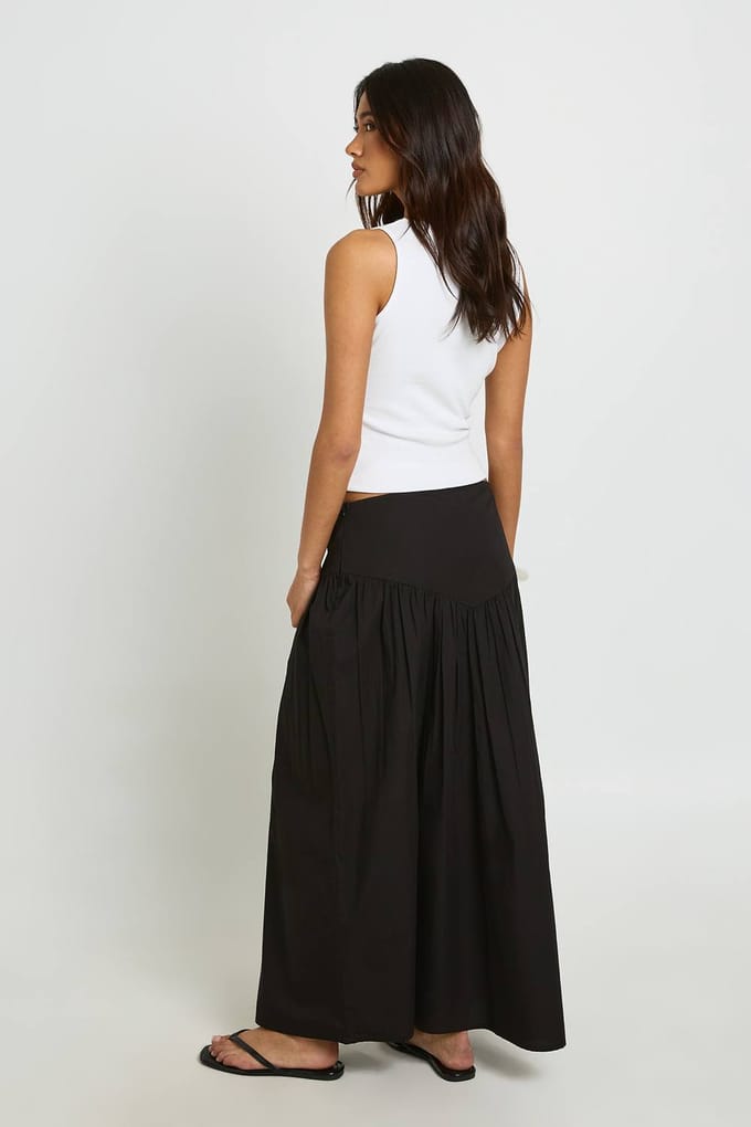 boohoo Dames Maxi Rok Met Knopenband | Zwart | Maat: 38