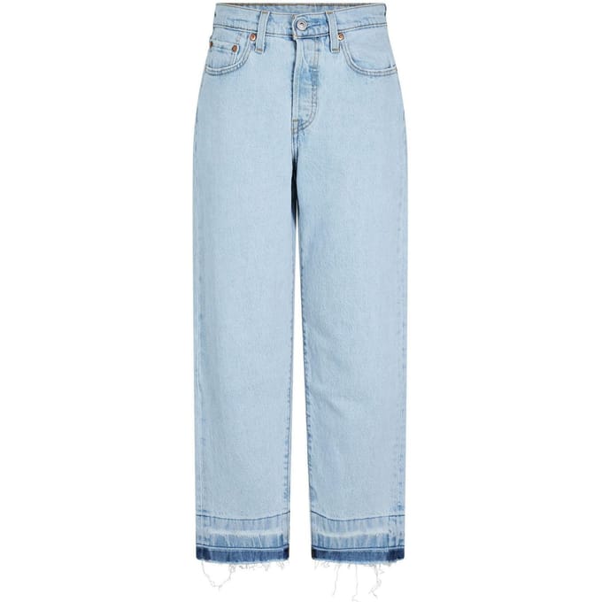 Levis Damesjeans 501 met rechte pijpen en enkellengte (Platte Aarde)