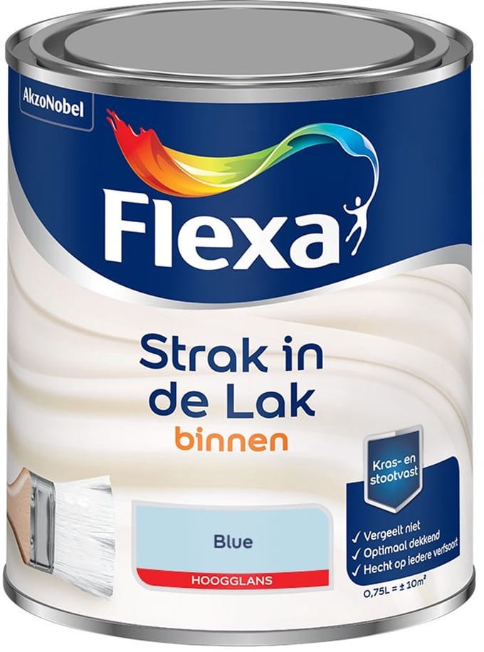 Flexa - Strak In De Lak Binnenlak Hoogglans - Blue - Mengverf - 750 Ml