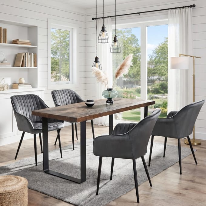 Luxe Fluwelen Eetkamerstoelen Set van - Zwart - Novihome