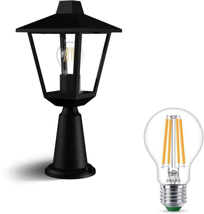 Philips Kinno Sokkel voor Buiten (Zwart) - Buitenlamp - E27 - Warmwit Licht - Niet Dimbaar