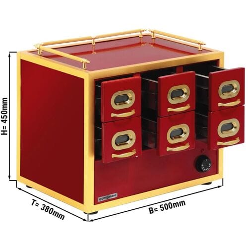 GGM Gastro Warmhaltebox - 2x 3 Schubladen - für Mandel & Nüsse Rood / Goud