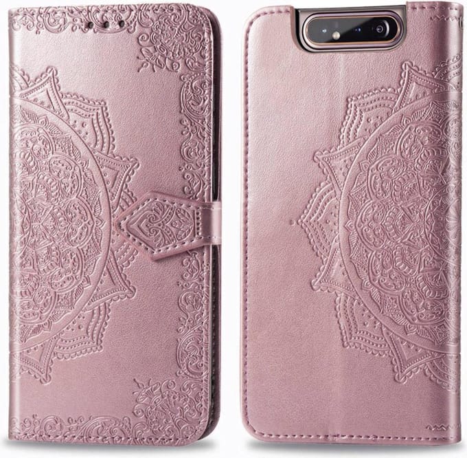 Samsung Galaxy A80 Bookcase - Roze - Bloemen - Portemonnee Hoesje