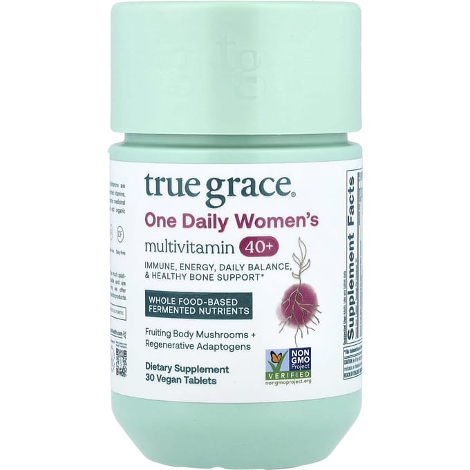True Grace, One Daily Vrouwenmultivitamine 40+, Vegan, 30 Tabletten