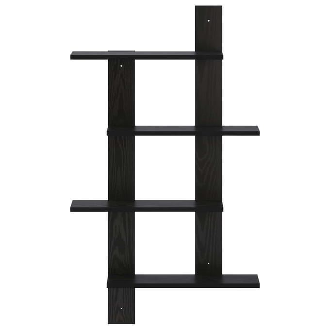 vidaXL - Wandplank - Zwart - eiken - 61 - x - 13,5 - x - 105 - cm - Bewerkt - hout