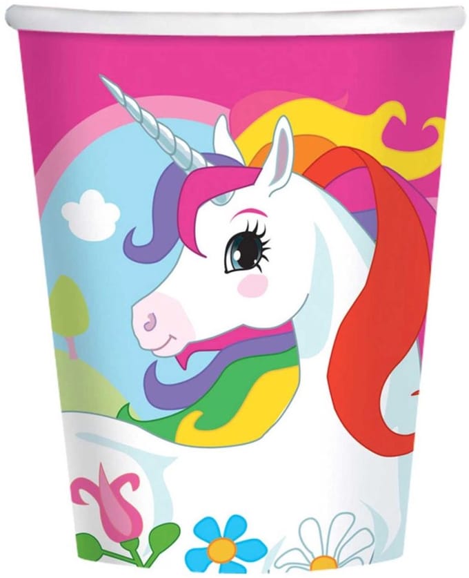 8 Papieren bekers Unicorn 250 ml