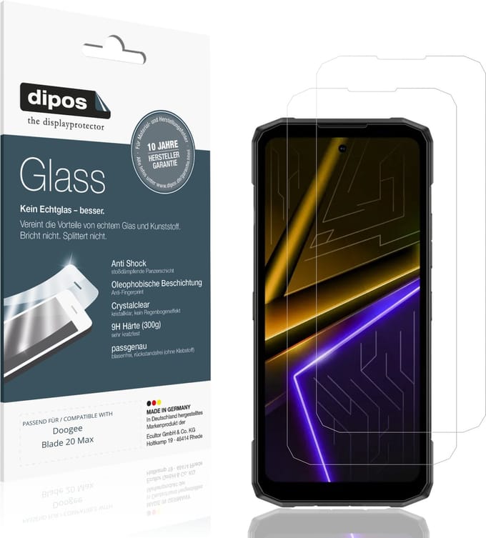 dipos – 2x Pantserfolie geschikt voor Doogee Blade 20 Max | 9H Screenprotector