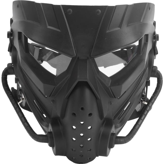 Zwart Volledig Gezichtsbeschermer Transparante Lens Ergonomisch voor CS Game Halloween Buitenactiviteiten