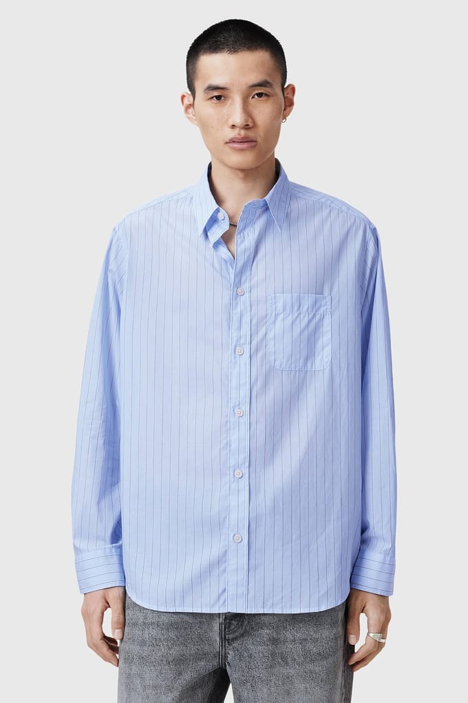 AllSaints Marcel Ls Shirt Willow Blue Taglia: S | Camicie Casual Outlet | Uomo | Blu