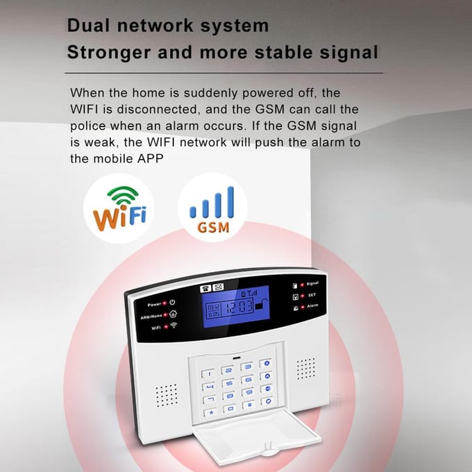 Beveiligingsalarmsysteem Kit Auto Dial GSM+WiFi Home Security Draadloos alarmsysteem GSM Home Security US Plug wit