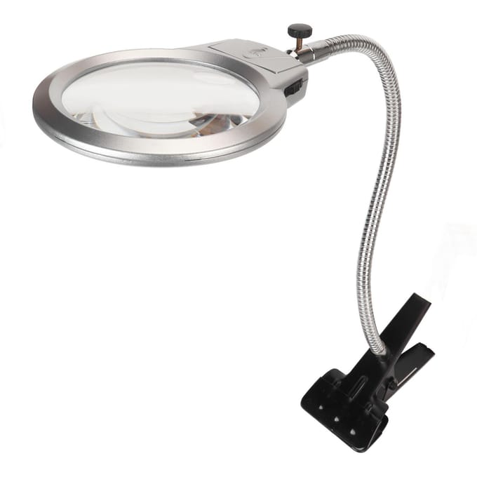 Klem Vergrootglas 2X en 6X Dubbele Lens Flexibele Slang 2 LED's Clip-on Vergrootglas met Licht