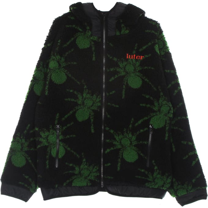 Herenspinbont hoodie met rits, zwart