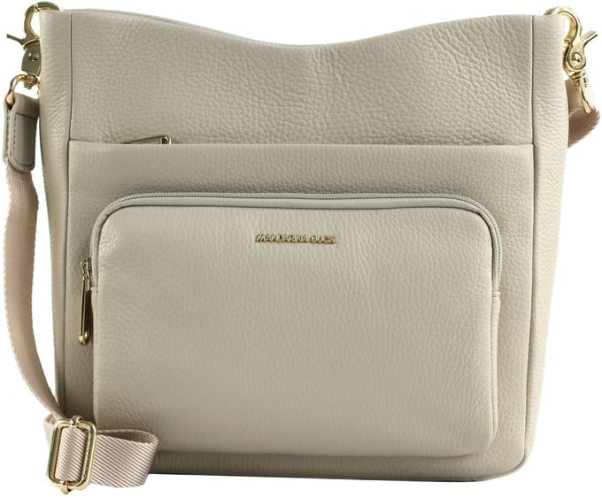 MANDARINA DUCK Leren schoudertas Mellow Leather Crossover Bag Cocoon Lichtgrijs
