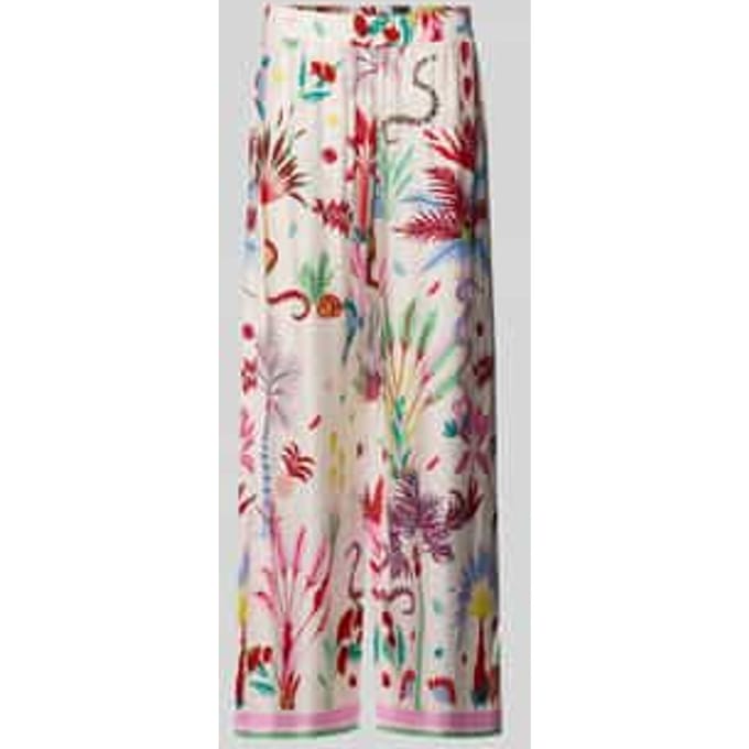 Wide leg broek van viscose in all-over look