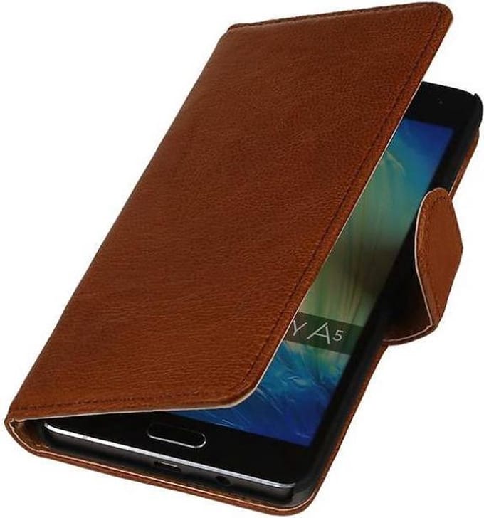 Washed Leer Bookstyle Hoesje - Geschikt voor Samsung Galaxy A7 Bruin