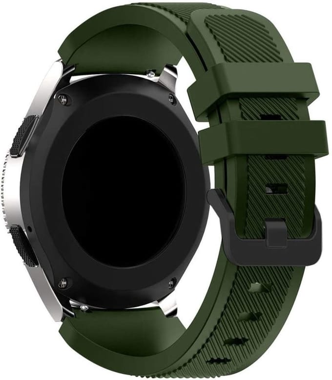 New Age Devi - Siliconen bandje geschikt voor Samsung Galaxy Watch - 45mm 46mm - legergroen