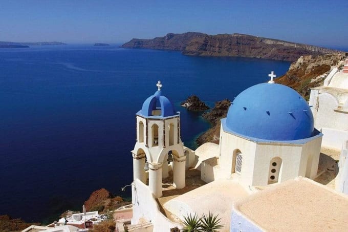 Fotobehang - Santorini 375x250cm - Vliesbehang