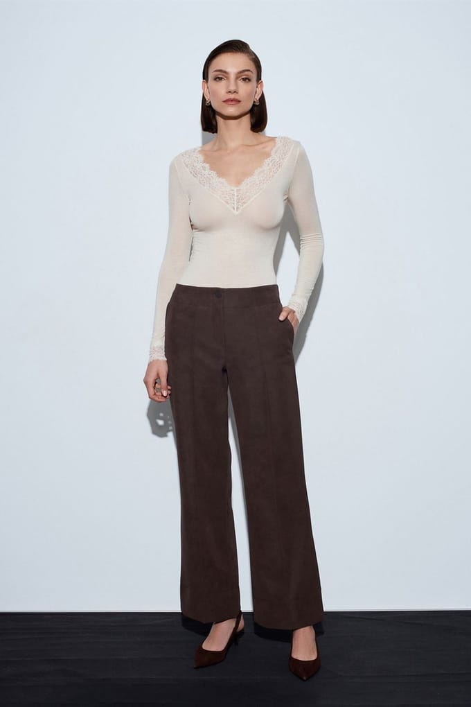 Dames Hoge Taille Wijde Pijpen Faux Leren Broek