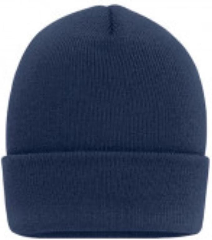 Myrtle Beache - Dubbel Gebreide Muts met Extra Brede Omslag - Navy - One Size.