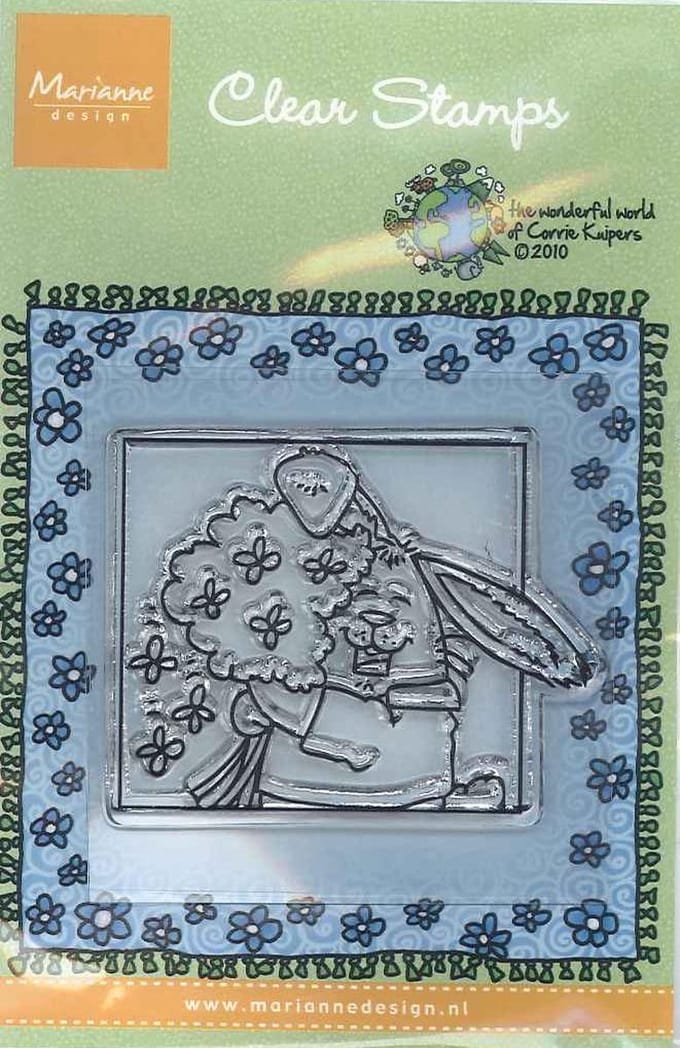 CO9612 Corrie Kuypers Clear Stamps Rabbit - stempel Konijn in kader vierkant