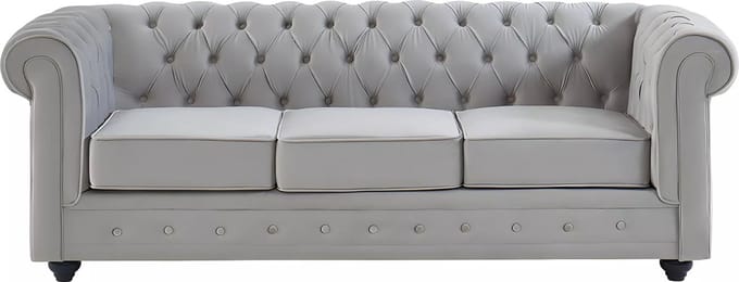 Vente-unique Driezitsbank CHESTERFIELD - velours - lichtgrijs
