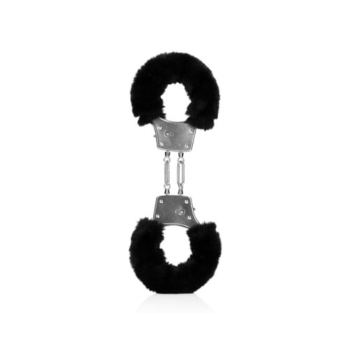 Ouch! - Metalen Handboeien Fluffy - Zwart
