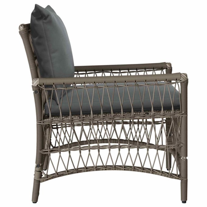 vidaXL Tuinstoel met kussen Grijs 73 x 61 x 77 cm poly rattan