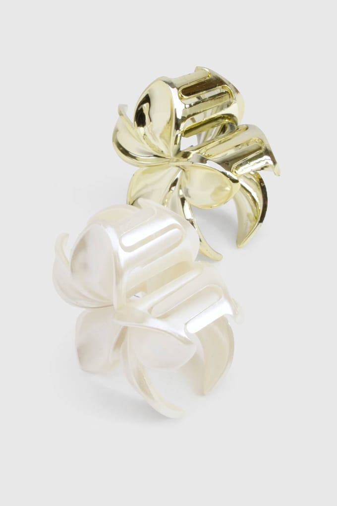 boohoo Dames Grote Bloem Haar Klauwclip 2-pack