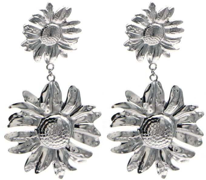 Oorbellen bloemen - RVS - zilverkleurig - 5,5 cm