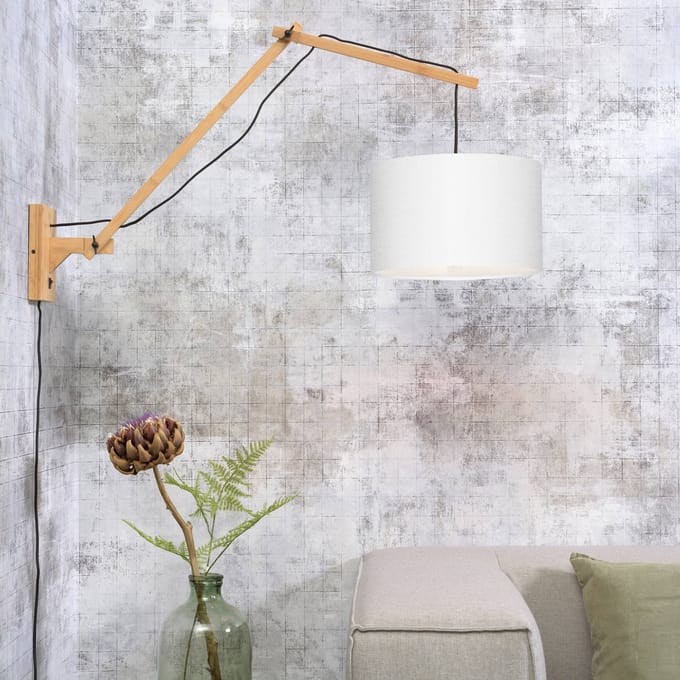 Good & Mojo GOOD &amp; MOJO wandlamp Andes, Ø 32 cm, wit, verstelbaar