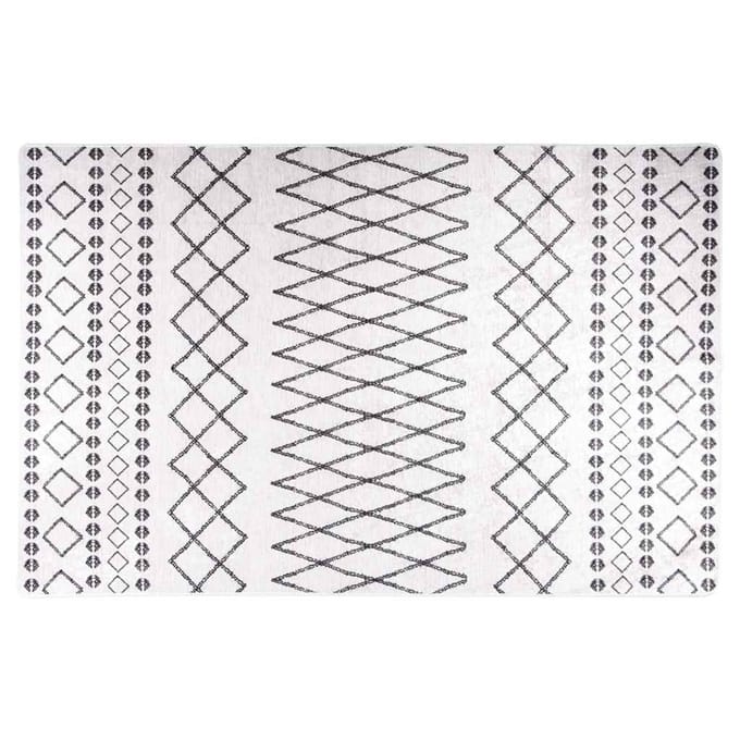 vidaXL - Vloerkleed - wasbaar - 80x150 - cm - wit - en - zwart