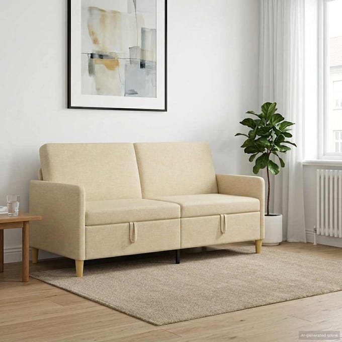 vidaXL - Sofa - met - Opbergruimte - Crèmekleurig - 172 - x - 78 - x - 87 - cm - Polyester
