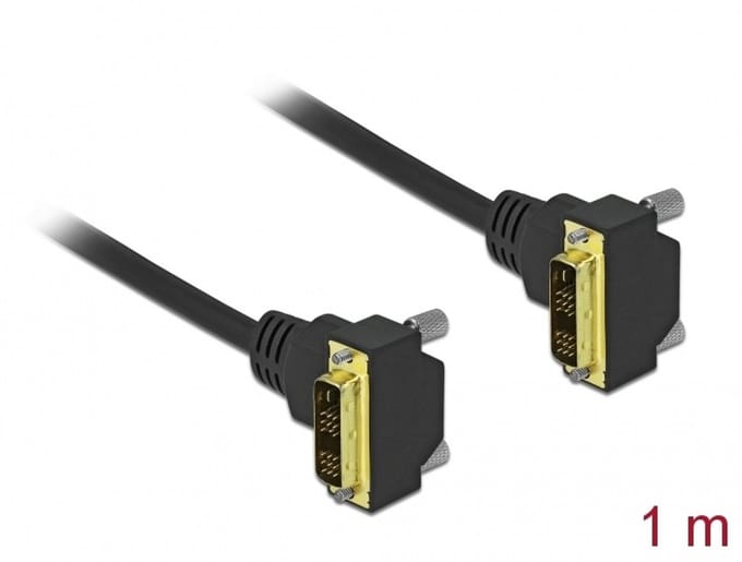 Delock DVI Cable 18+1 male angled to 18+1 male angled 1 m