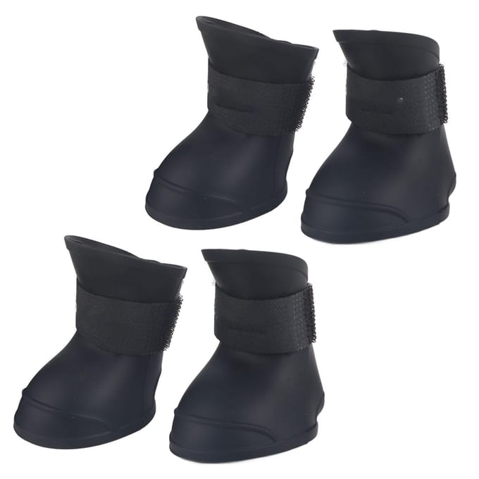 4 stuks Siliconen Huisdier Hond Schattige Waterdichte Laarzen Antislip Beschermende Regen Schoenen(L Zwart) black