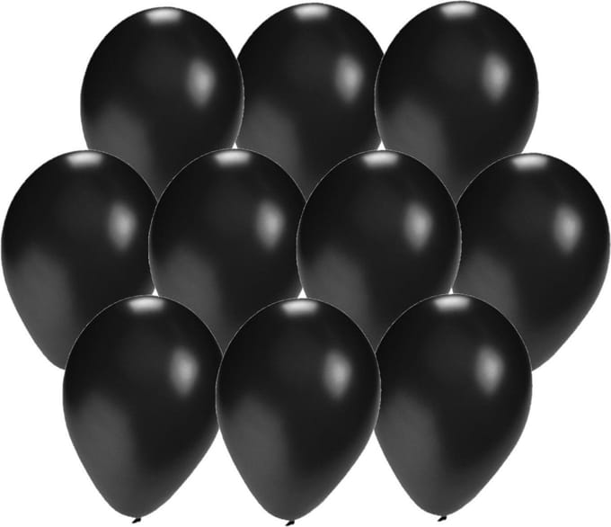 Bellatio Decorations ballonnen - 75x stuks - zwart - 27 cm - verjaardag - feestartikelen - versiering