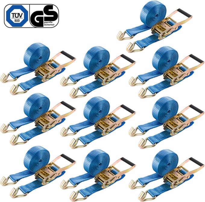 AREBOS 10 x Spanband - Spanbanden - Spanbanden met Ratel - 6 m x 50 mm