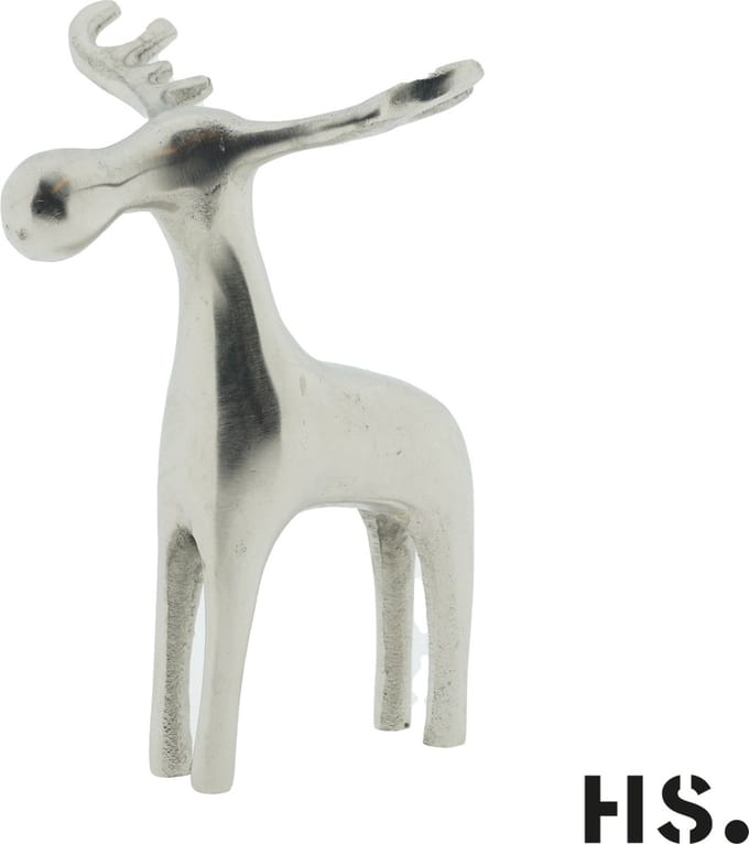 Home Society - Deco Hert - Luster - Maat L - Zilver - Metaal - 14.5x13x18xm