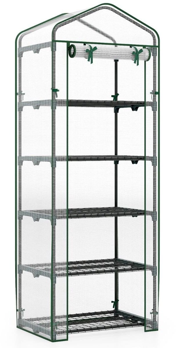 Kweekkas – Kas - Kweekbak - Opvouwbaar - Stevig Frame - Beschermend - Ruim - Met Roldeuren - Wit