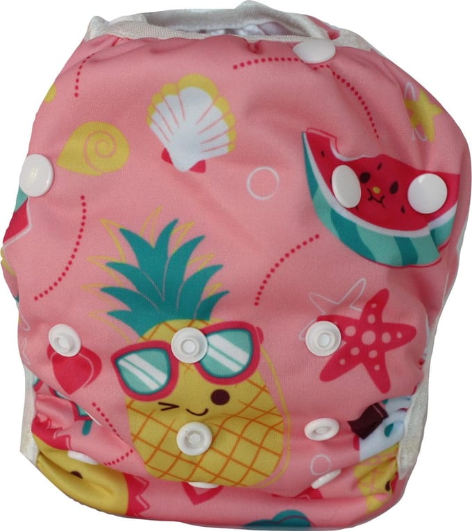 Nieuw! Wasbare Zwemluier Klein Tropisch Fruit Roze