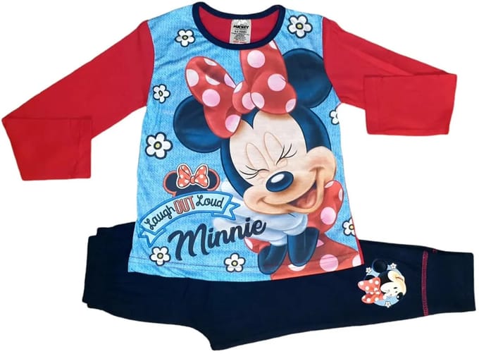 Disney - Minnie Mouse - Pyjama - Maat 122/128 - Rood met blauw