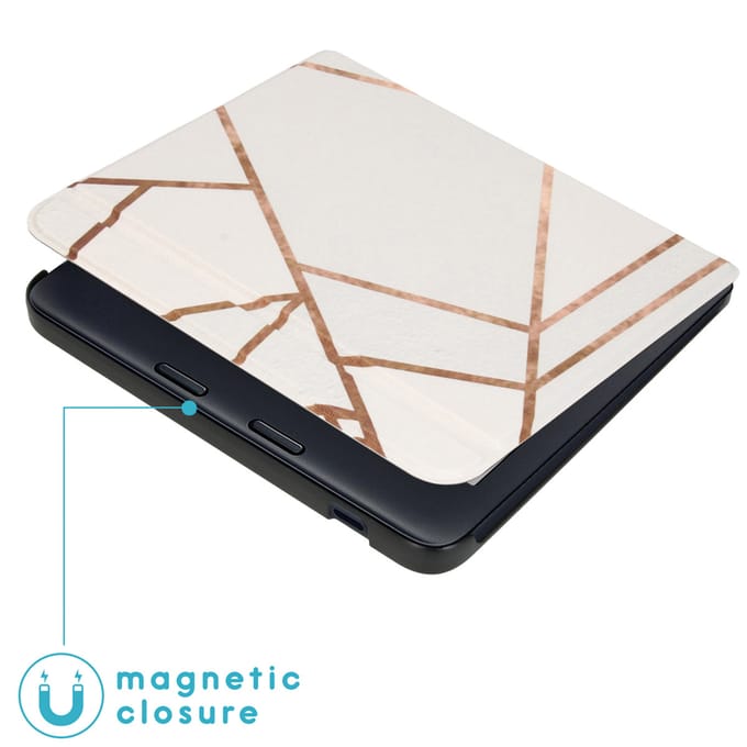 imoshion Design Slim Hard Case Sleepcover met stand voor de Kobo Libra 2 / Tolino Vision 6 - White Graphic