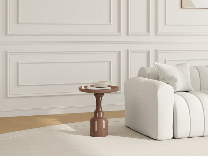 Vente-unique Sidetable van metaal - Glanzend taupe - KYRESA