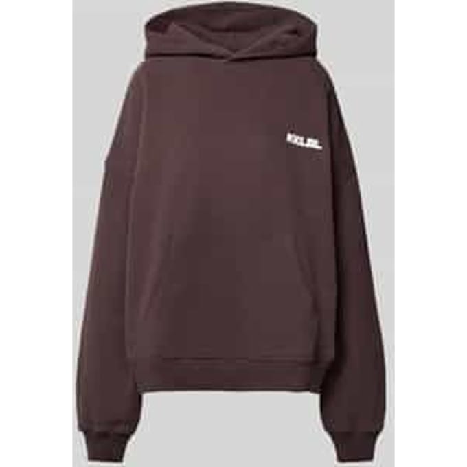 oversized hoodie met labelprints en kangoeroezak