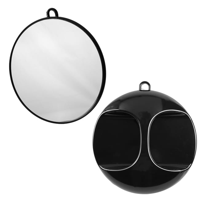 Miroir Rond Professionnel à Main avec Poignée pour Usage Personnel et de Salon de Coiffure black