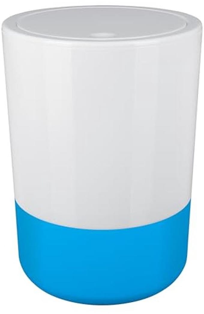 Cosmetische emmer met deksel en siliconen bodem - 5 Liter - Wit/Blauw
