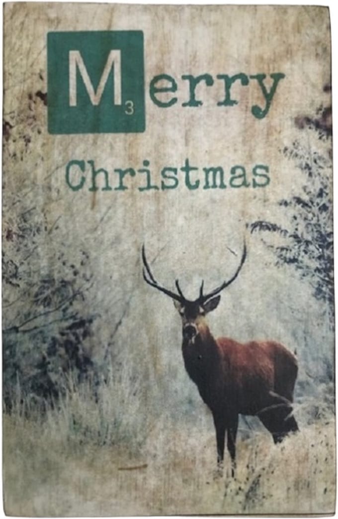 Tekstblok 10x15 2 cm Merry Christmas blue no4