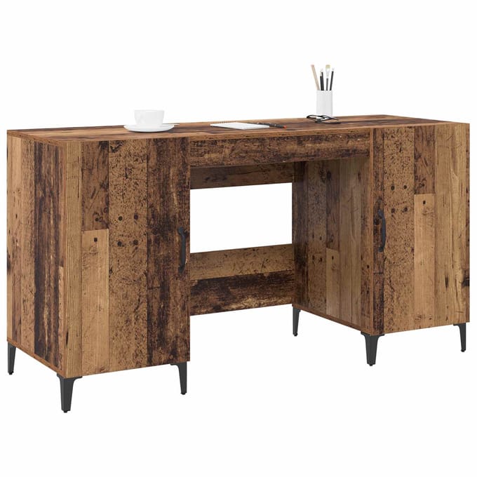 vidaXL - Bureau - Oudhout - Bewerkt - hout - 140 - x - 50 - x - 75 - cm
