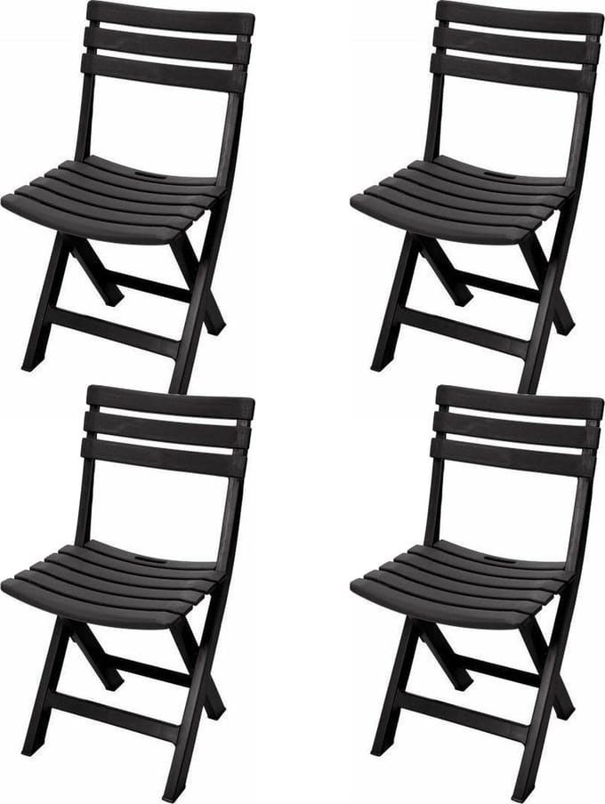 Relaxwonen - 4 tuinstoelen - antraciet - inklapbaar